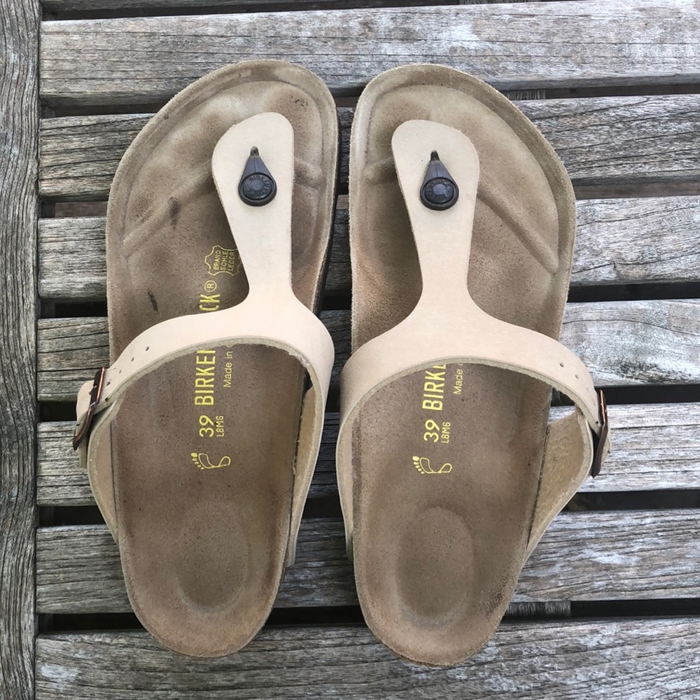 Cream Birkenstock Flip Flops